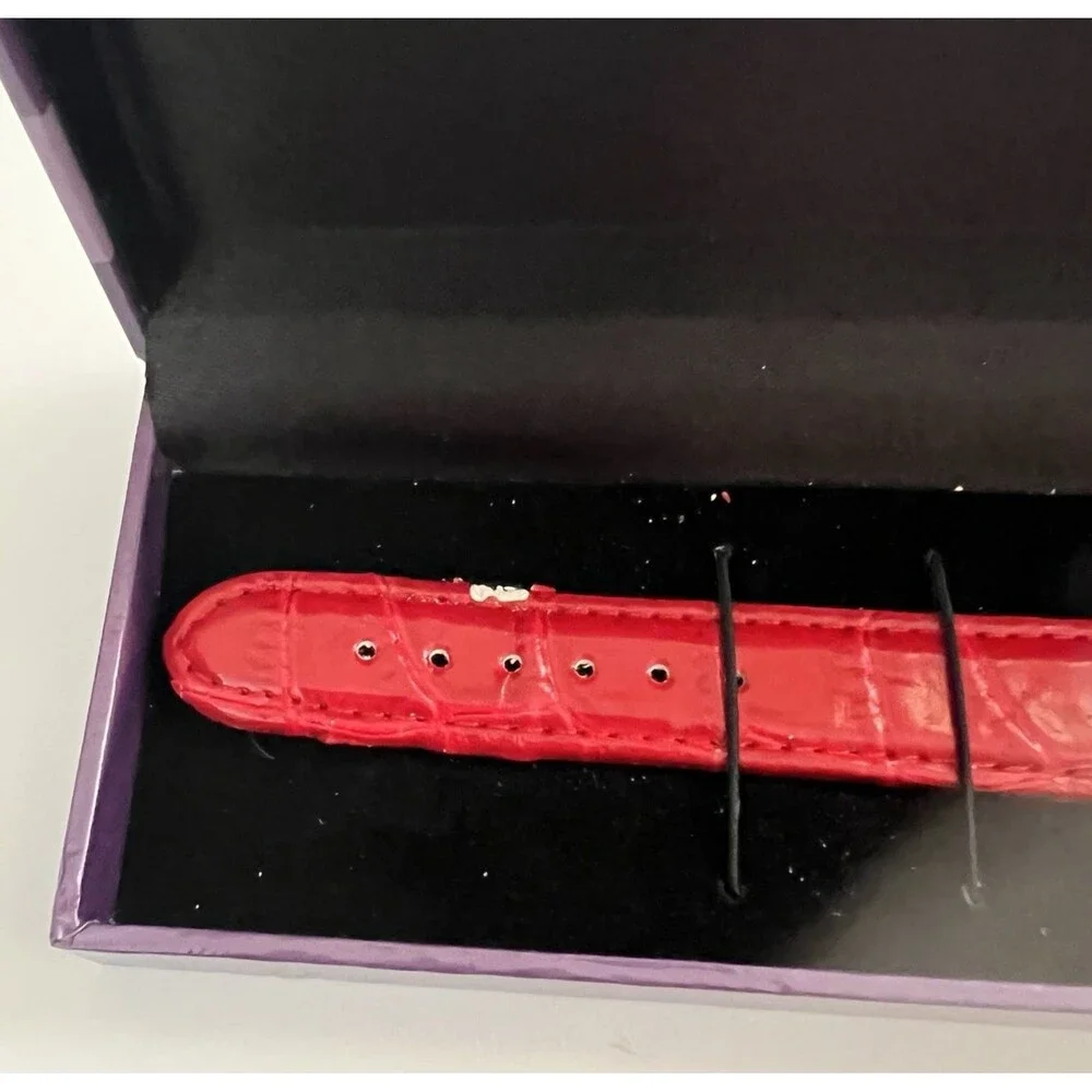Suzanne Somers Collection Crystal Rhinestones Red Leather Womens Quartz Watch
